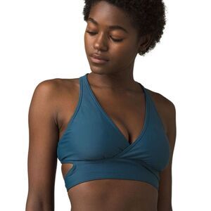 prAna Atalia Bikini Top Teal Blue Cutout Strappy , Medium (B9)